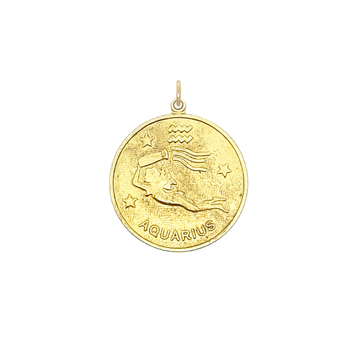 Aquarius Vintage Star Zodiac Charm Brass