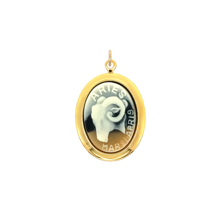 Aries Vintage Cameo Charm Black