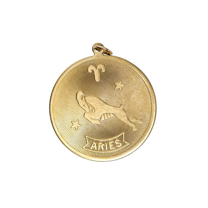 Aries Vintage Circle Charm Brass