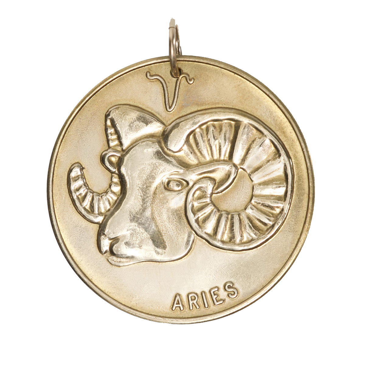 Aries Vintage Coin Charm Brass