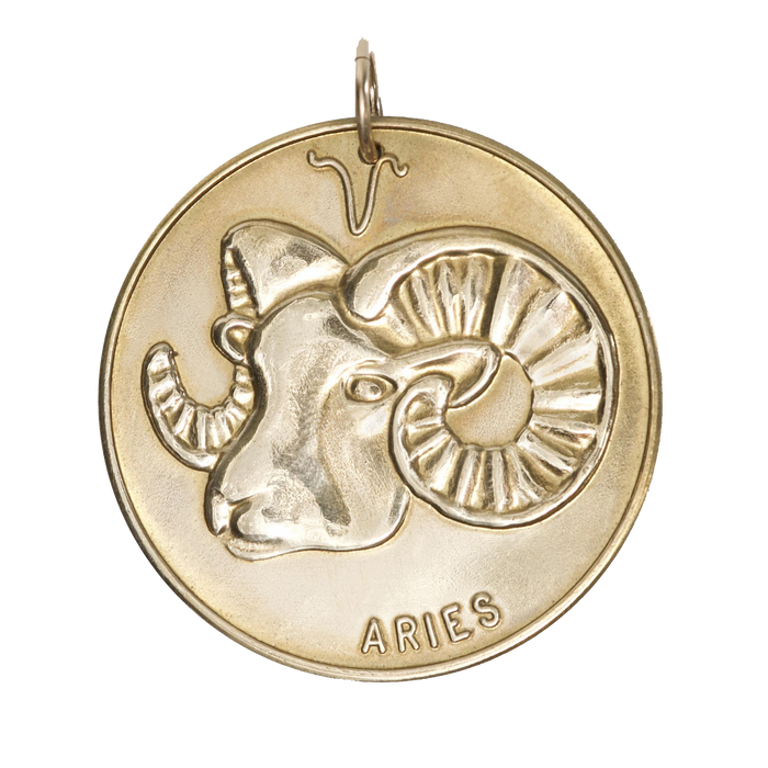 Aries Vintage Coin Charm Brass