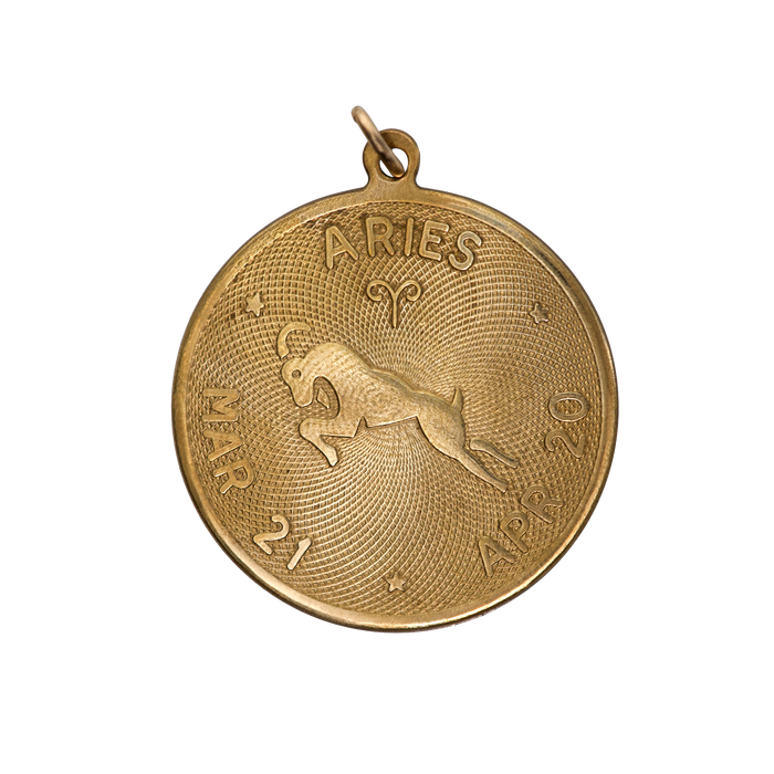Aries Vintage Dates Charm Brass