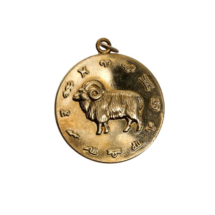 Aries Vintage Embossed Charm Brass