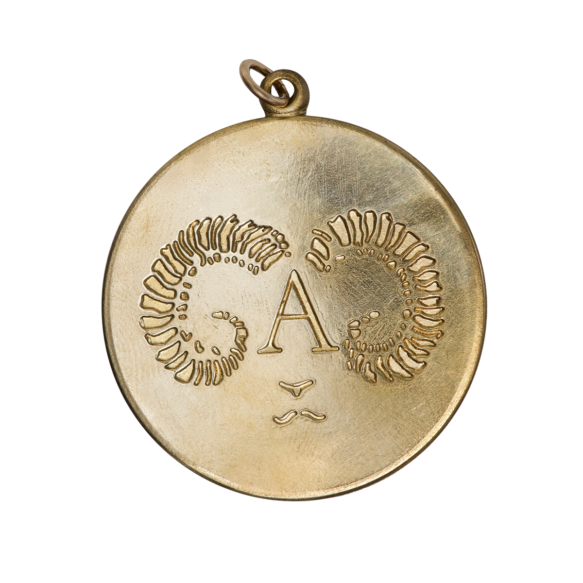 Aries Vintage Engraved Charm Brass