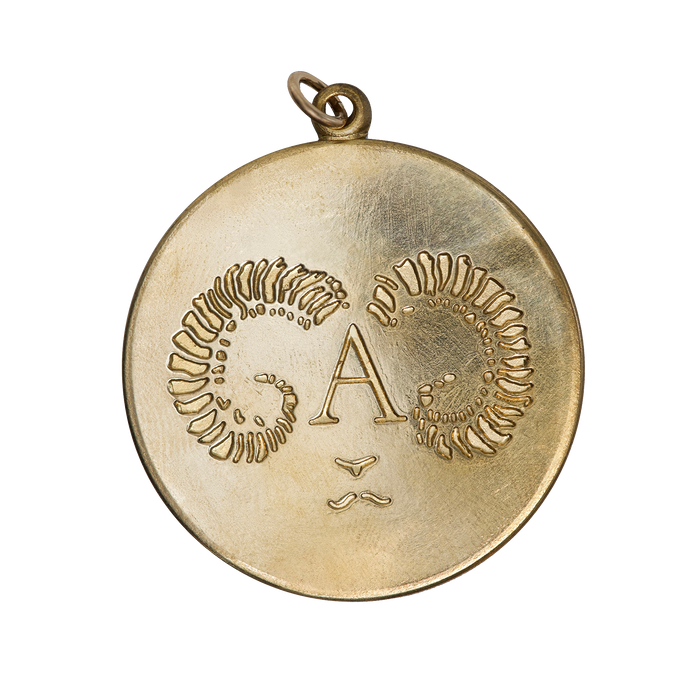 Aries Vintage Engraved Charm Brass