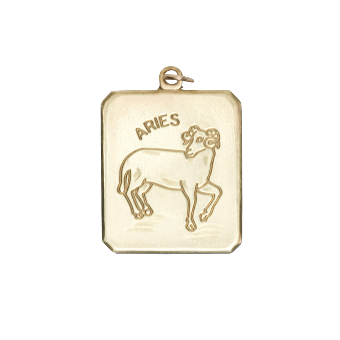 Aries Vintage Rectangle Charm Brass