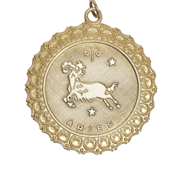 Aries Vintage Scalloped Charm Brass