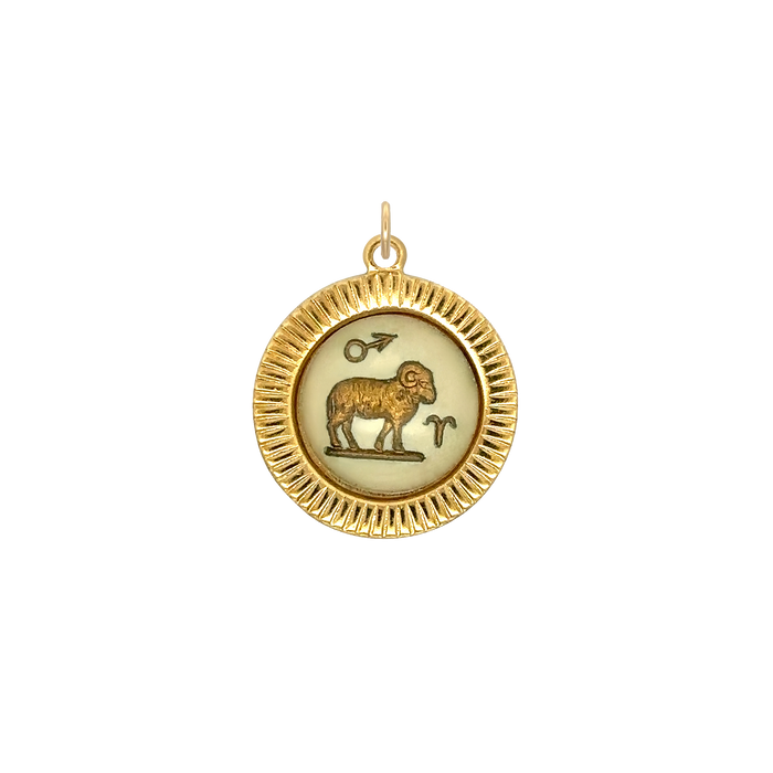 Aries Vintage Glass Charm Small Frame