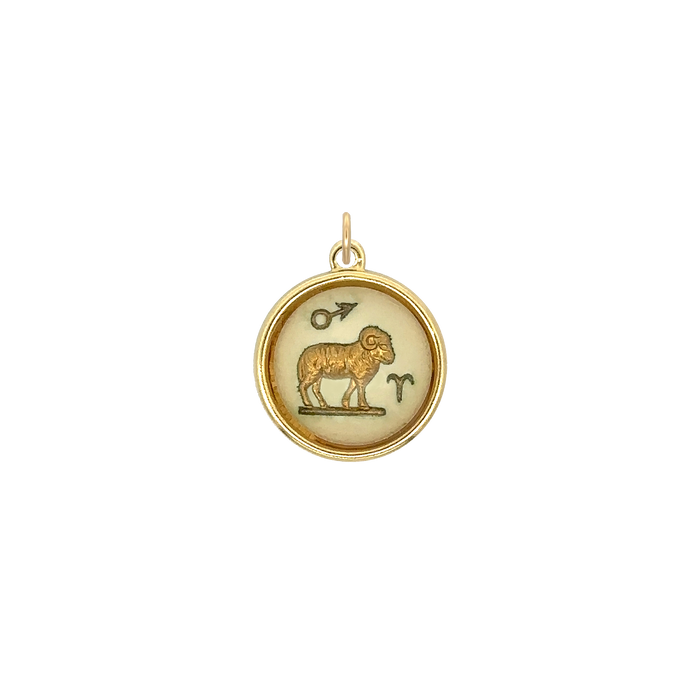 Aries Vintage Glass Charm Small