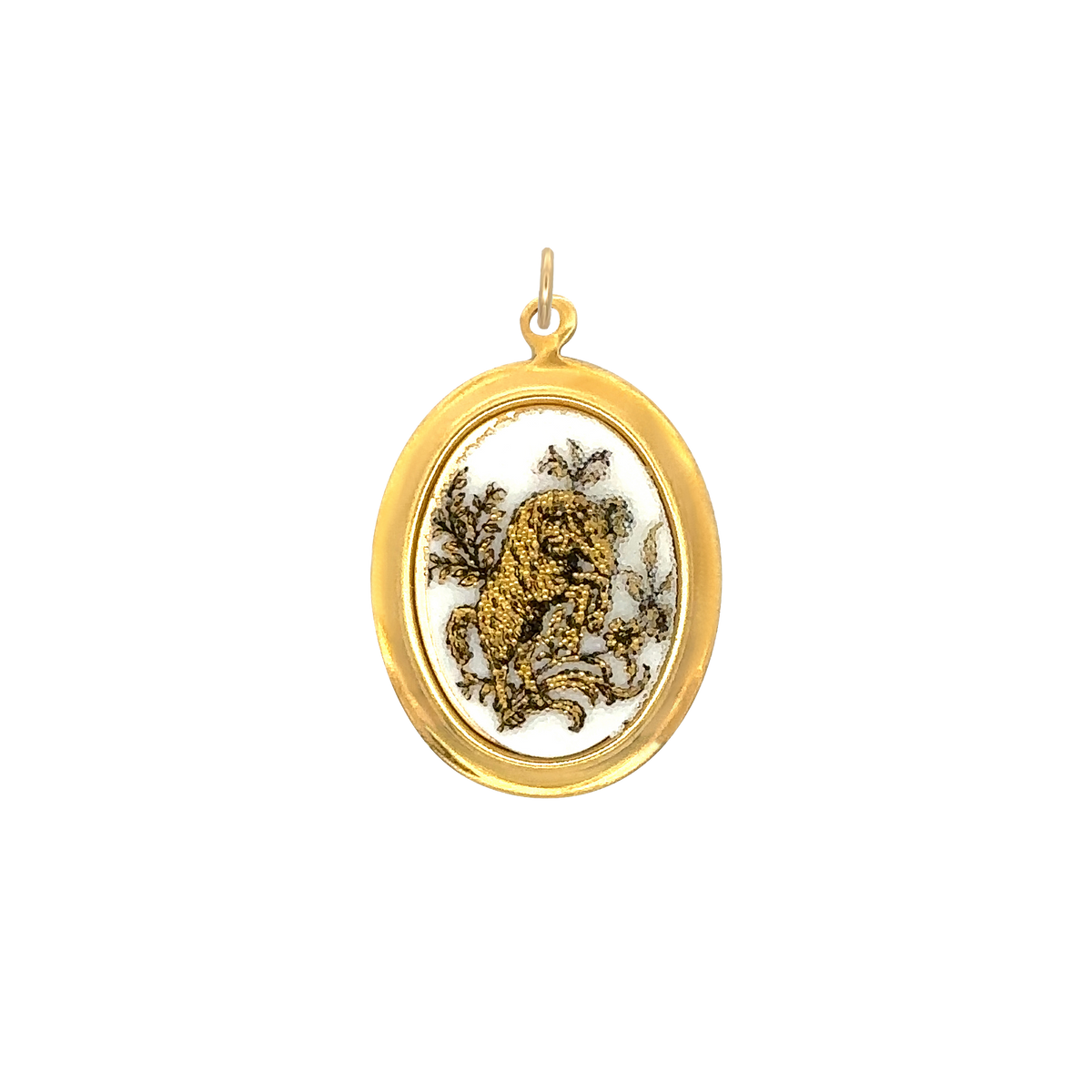 Aries Vintage White Decal Charm Brass