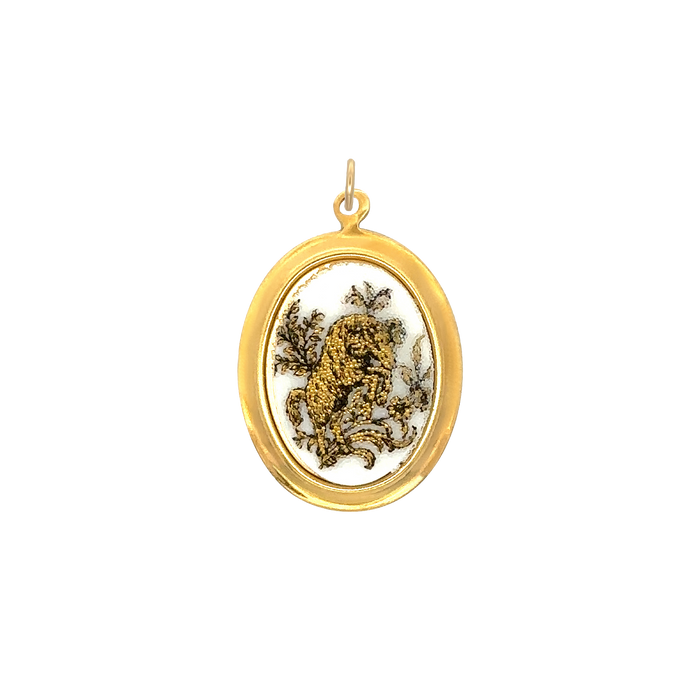 Aries Vintage White Decal Charm Brass