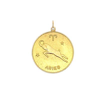 Aries Vintage Star Zodiac Charm Brass
