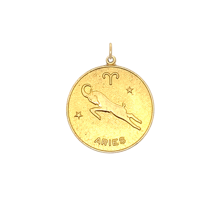 Aries Vintage Star Zodiac Charm Brass