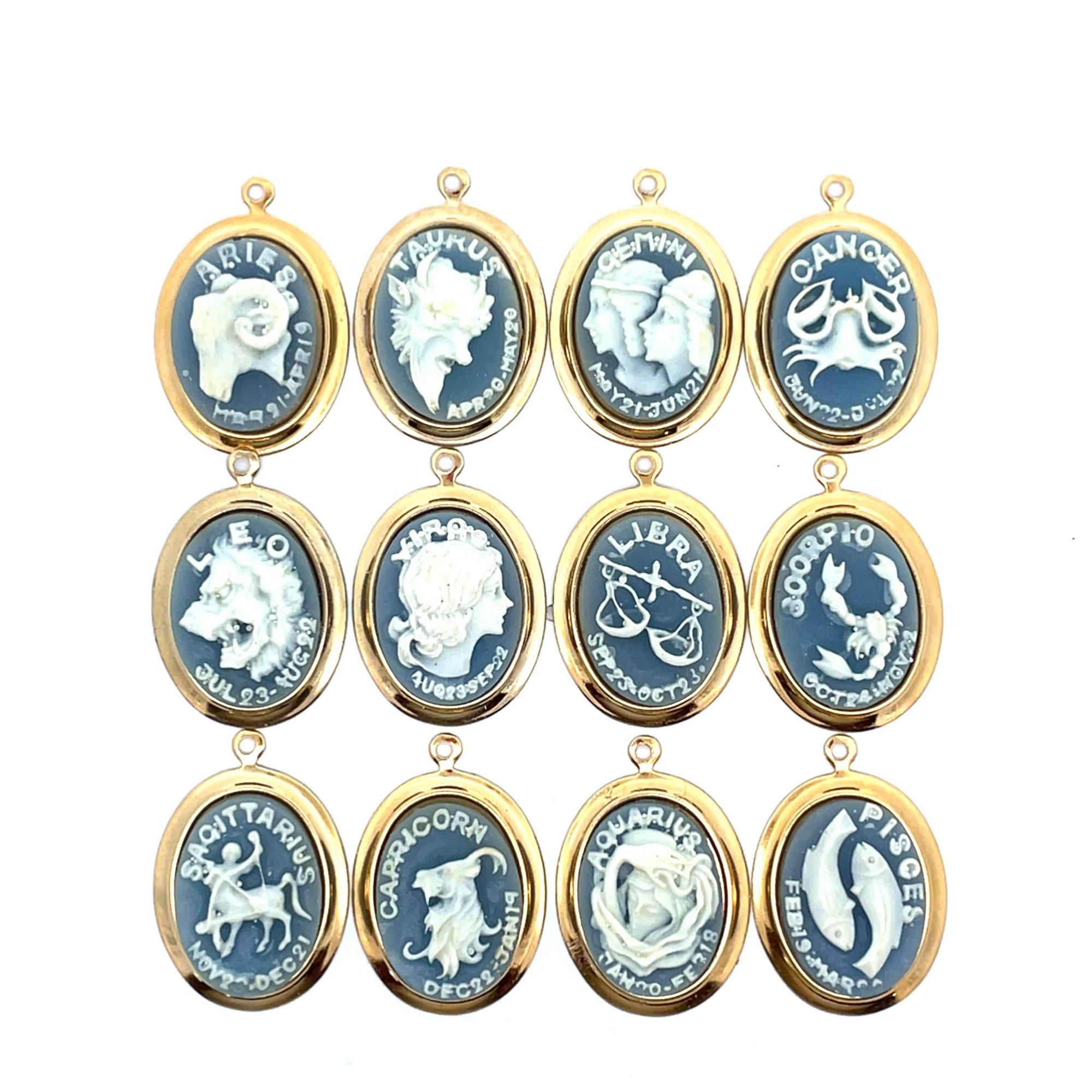 Vintage Blue and White Zodiac Cameo