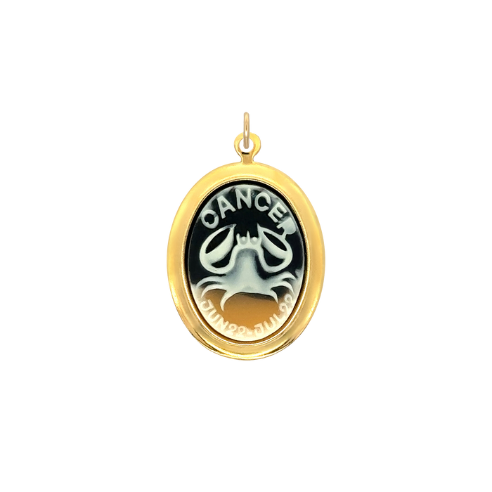 Cancer Vintage Cameo Charm Black Brass