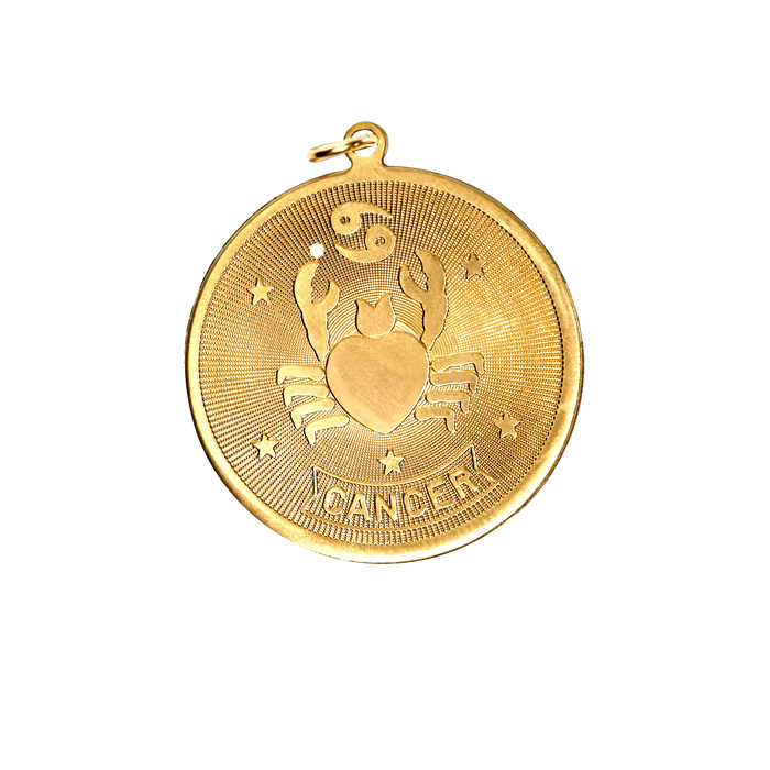 Cancer Vintage Circle Charm Brass