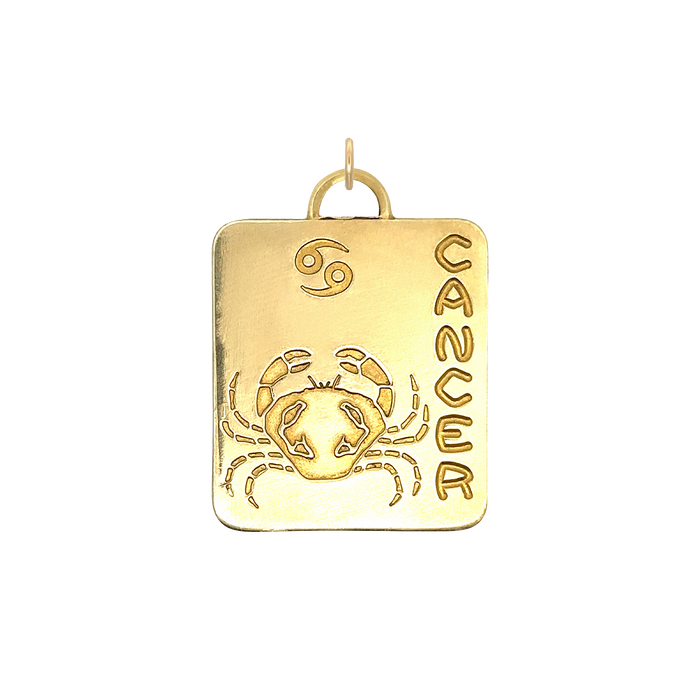 Cancer Vintage Dog Tag Charm Brass