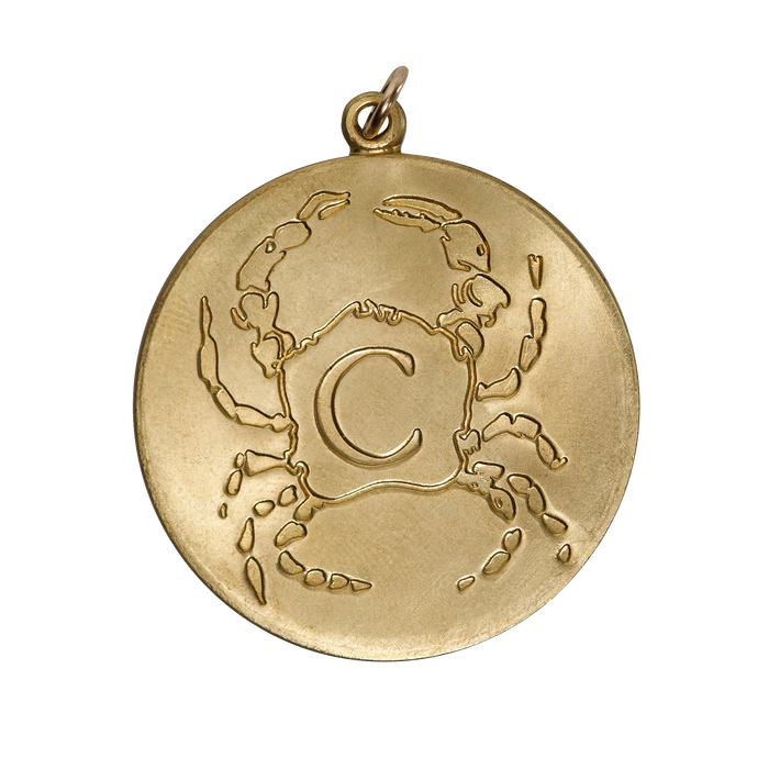Cancer Vintage Engraved Charm Brass