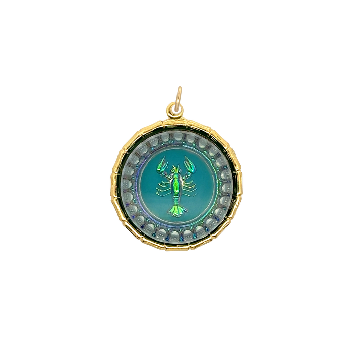 Cancer Vintage Iridescent Charm Brass