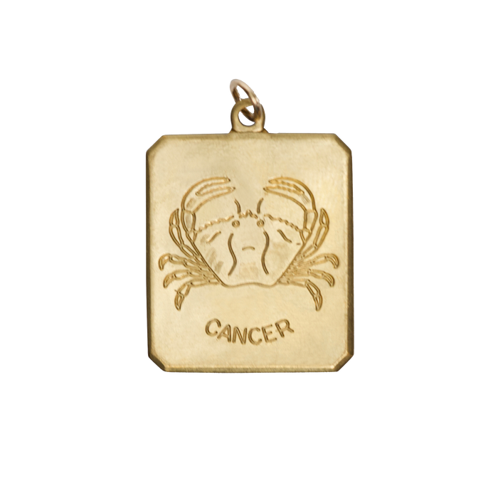 Cancer Vintage Rectangle Charm Brass