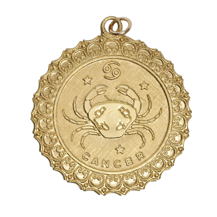 Cancer Vintage Scalloped Charm Brass
