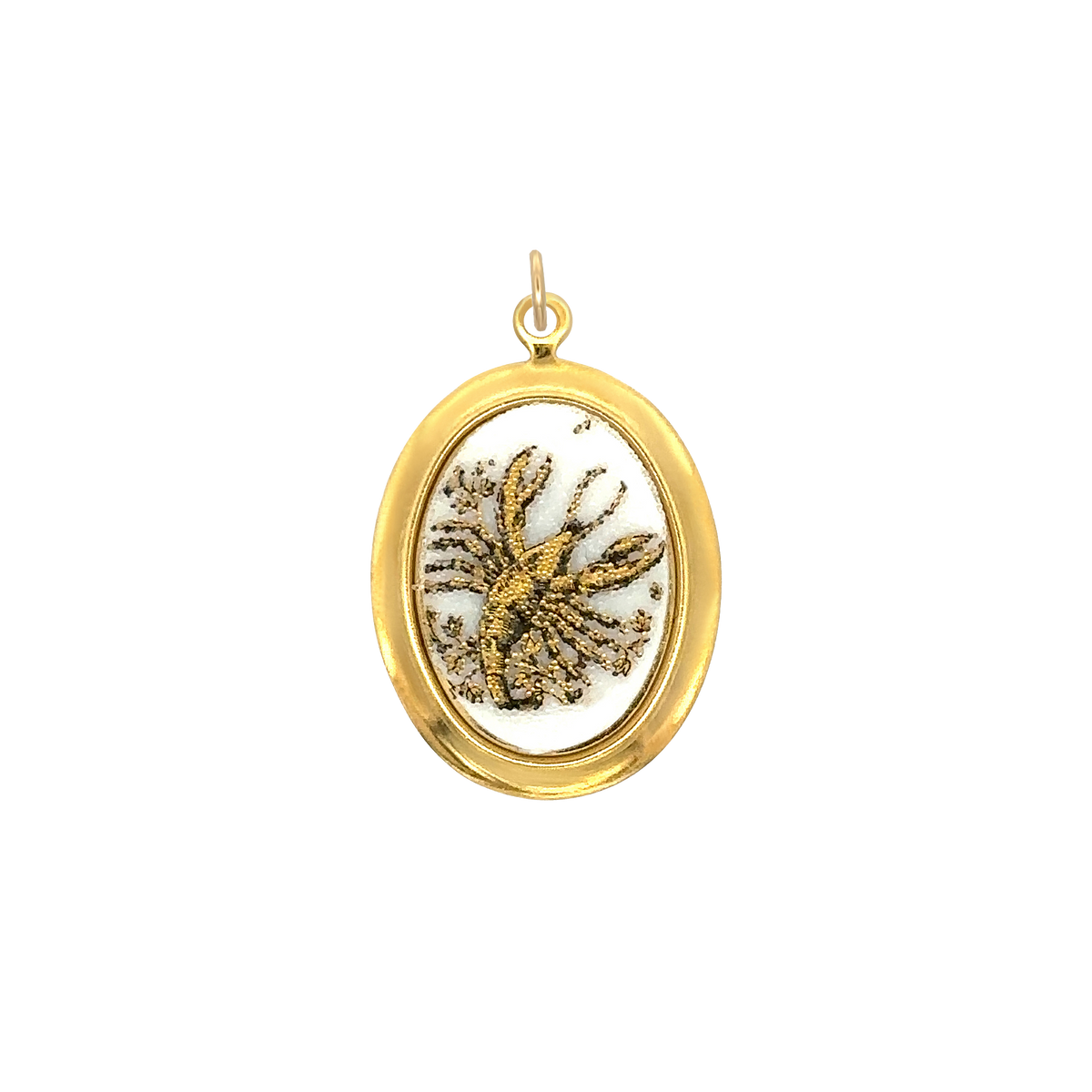 Cancer Vintage White Decal Charm Brass