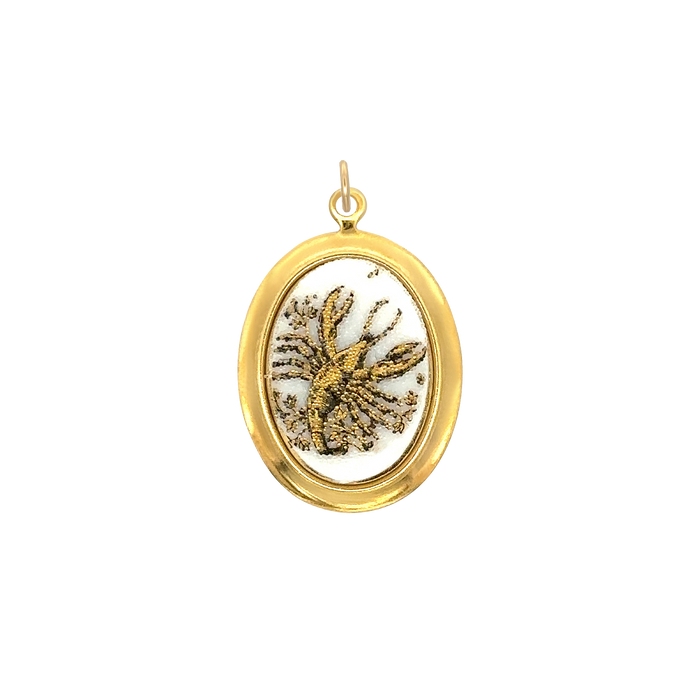 Cancer Vintage White Decal Charm Brass