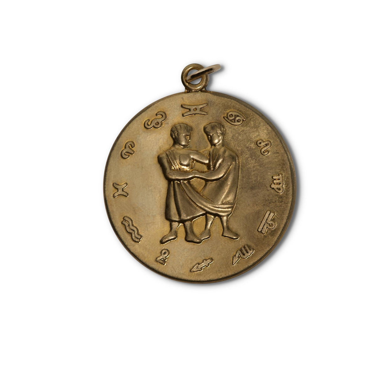 Gemini Vintage Embossed Charm Brass