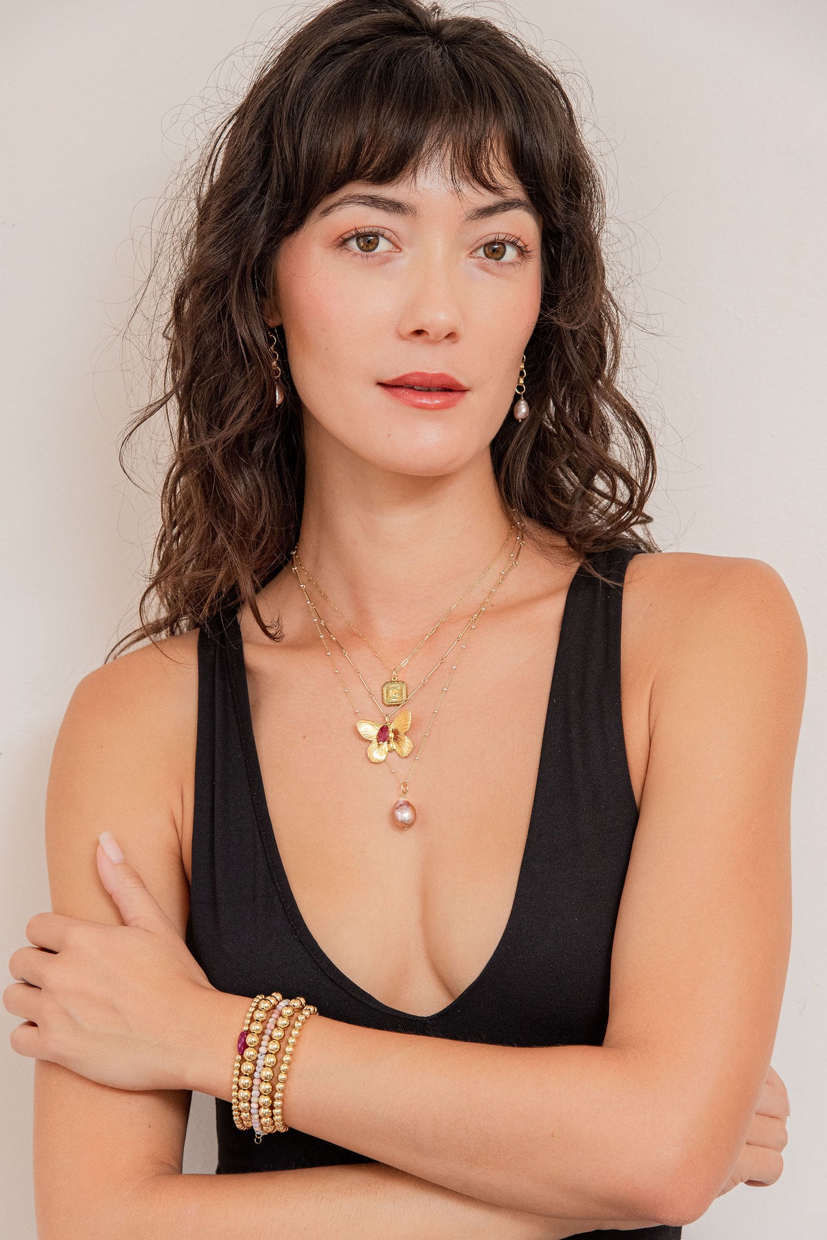 Vintage Square Letter Necklace