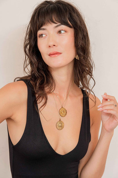 Vintage Zodiac Embossed Pendant Necklace