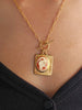 Vintage Cameo and Brass Dog Tag Necklace