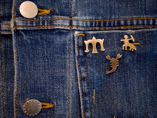 Vintage Brass Zodiac Pins
