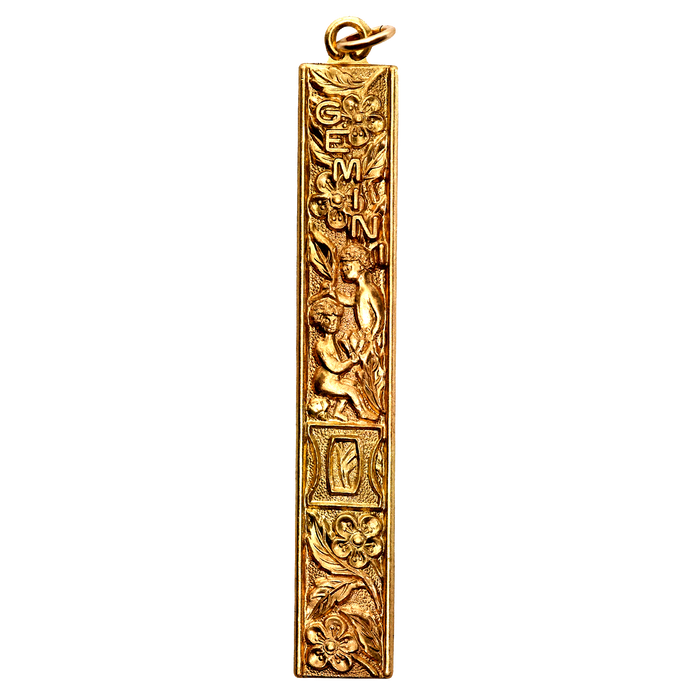 Gemini Vintage Bar Charm Brass