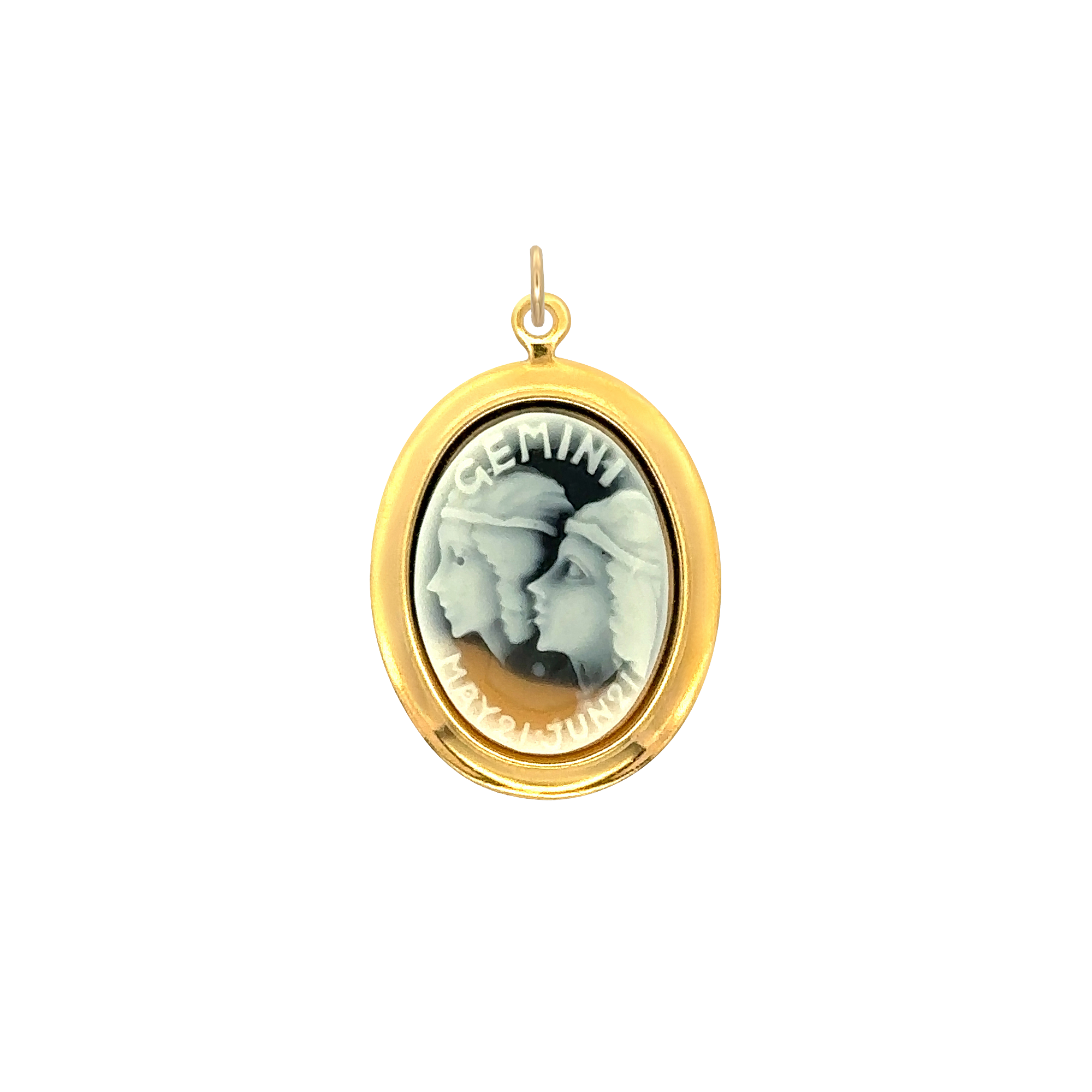 Gemini Vintage Cameo Charm Black Brass