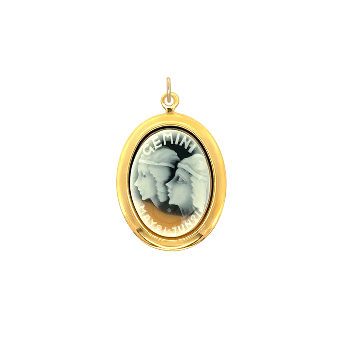 Gemini Vintage Cameo Charm Black Brass