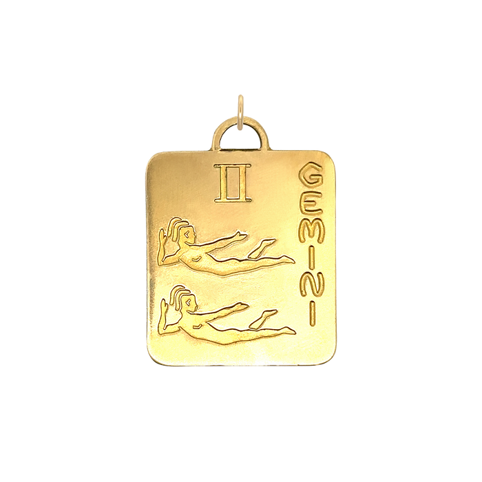 Gemini Vintage Dog Tag Charm Brass
