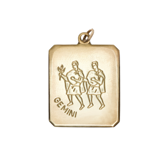 Gemini Vintage Rectangle Charm Brass