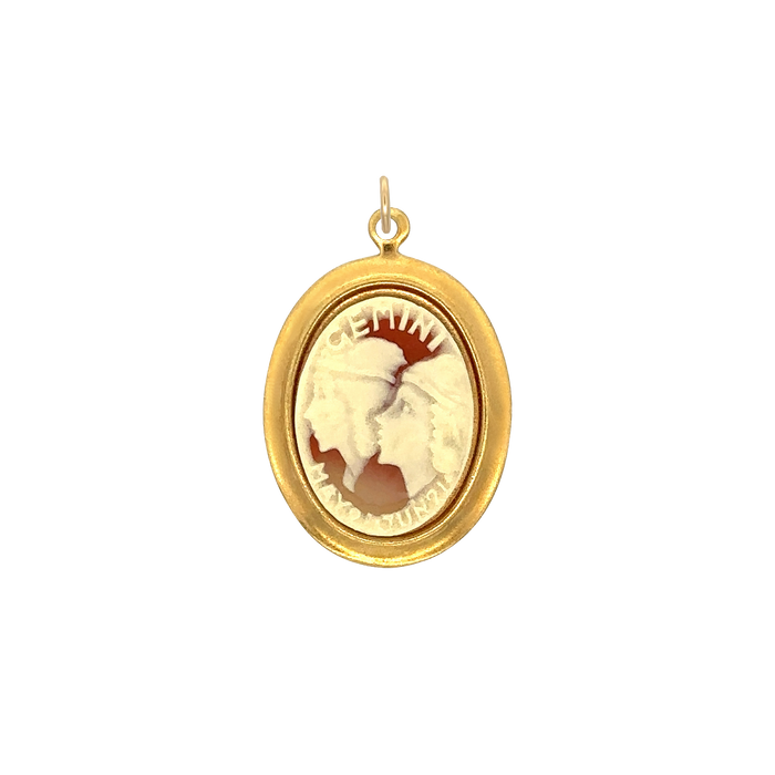 Gemini Vintage Cameo Charm Brass