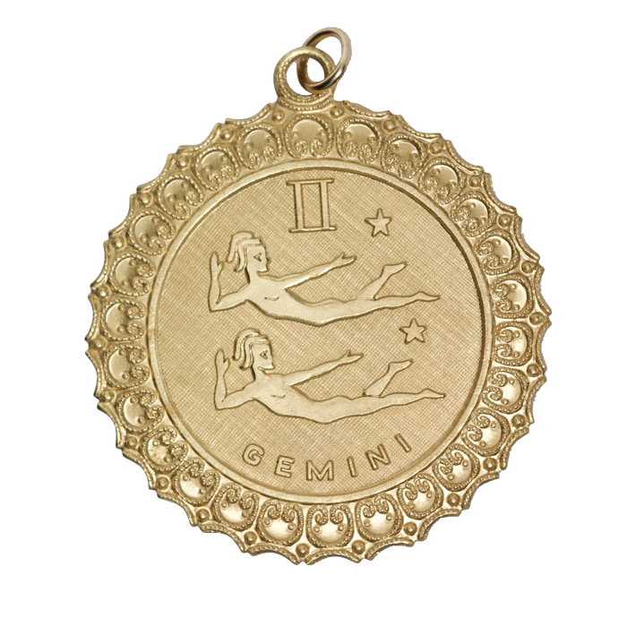 Gemini Vintage Scalloped Charm Brass