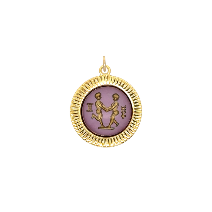 Gemini Vintage Glass Charm Small Frame