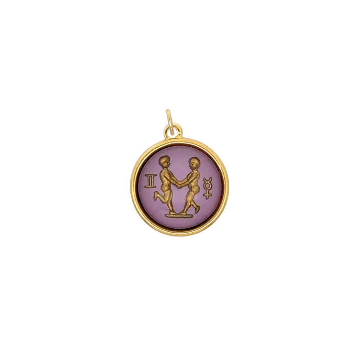 Gemini Vintage Glass Charm Small