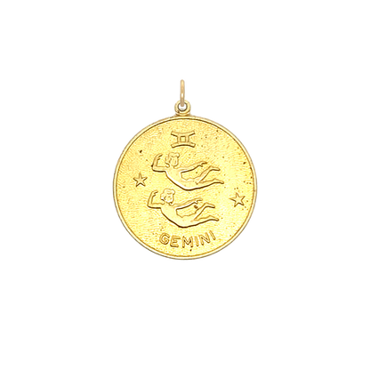 Gemini Vintage Star Zodiac Charm Brass