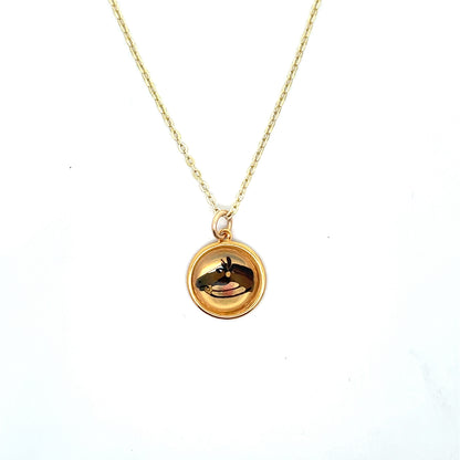 1970s Hand Painted Horse Necklace Gold-Filled