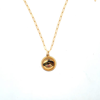 1970s Hand Painted Horse Necklace Gold-Filled