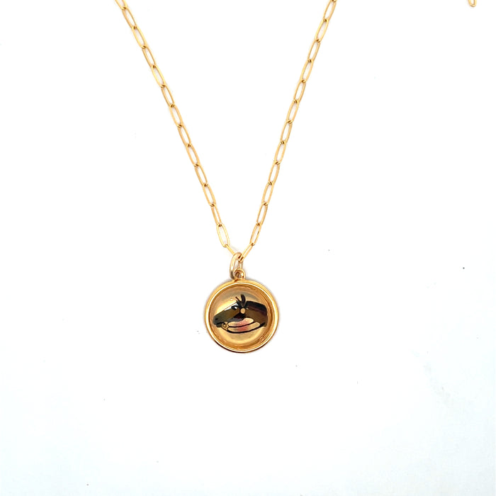 1970s Hand Painted Horse Necklace Gold-Filled
