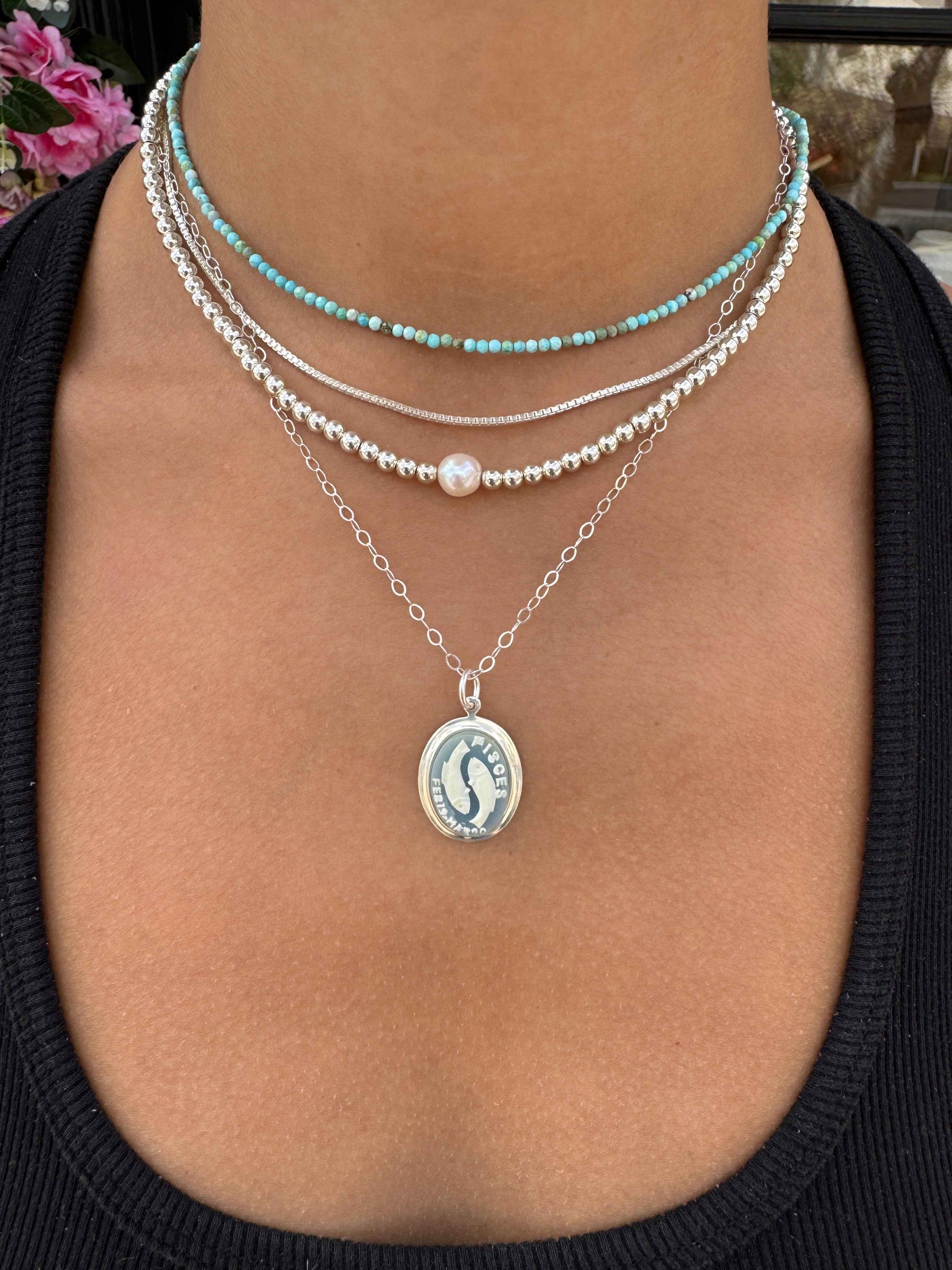 Vintage Blue and White Zodiac Cameo in SILVER