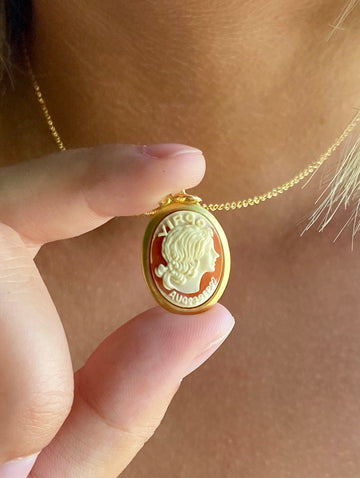 Vintage Japanese Cameo-Style Zodiac Necklace (Classic Color)