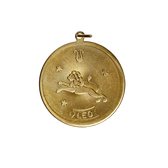 Leo Vintage Circle Charm Brass