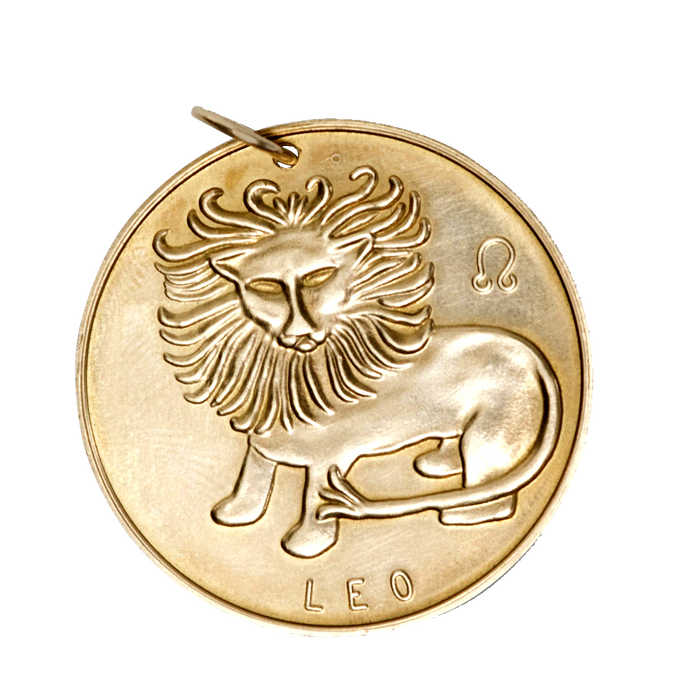 Leo Vintage Coin Charm Brass