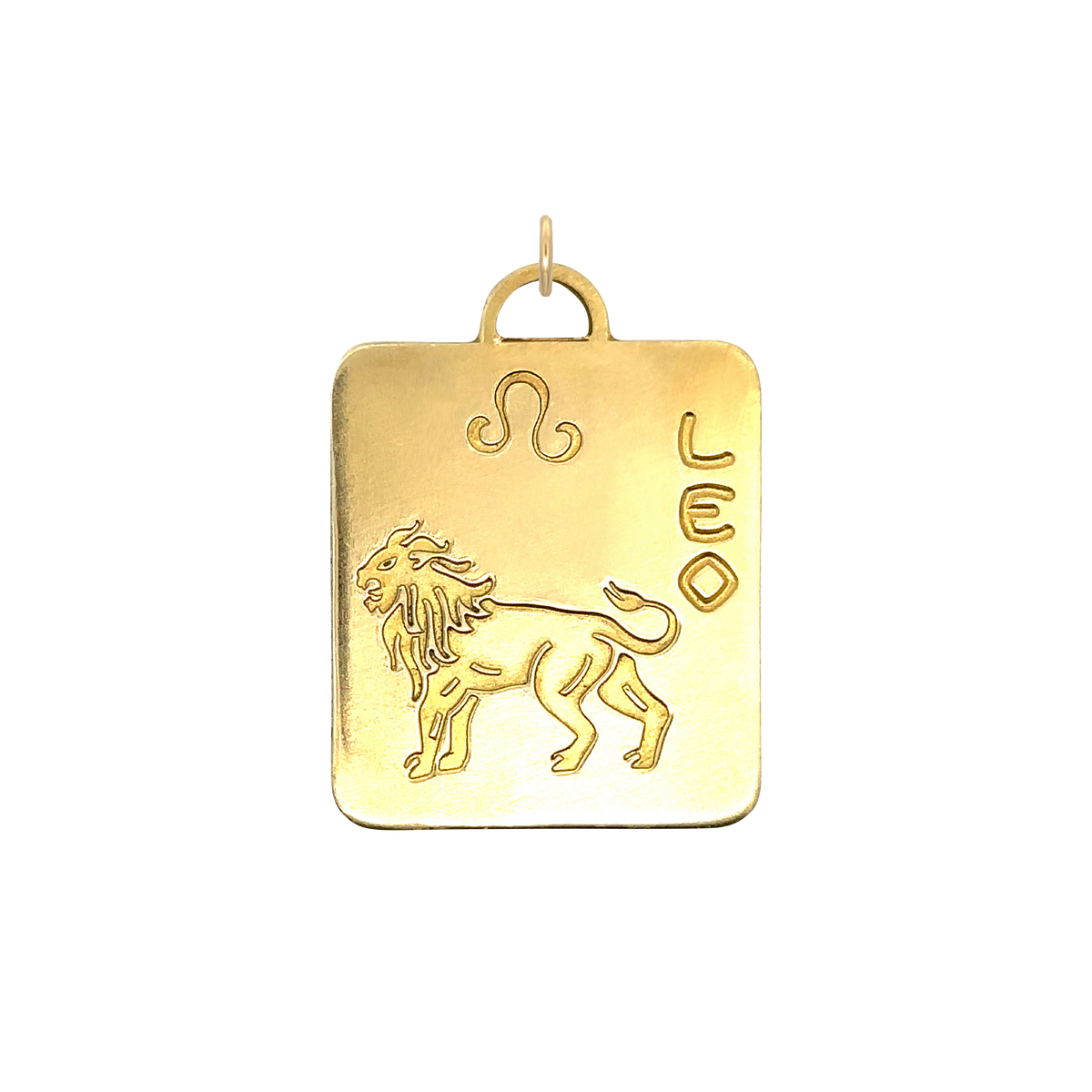 Leo Vintage Dog Tag Charm Brass